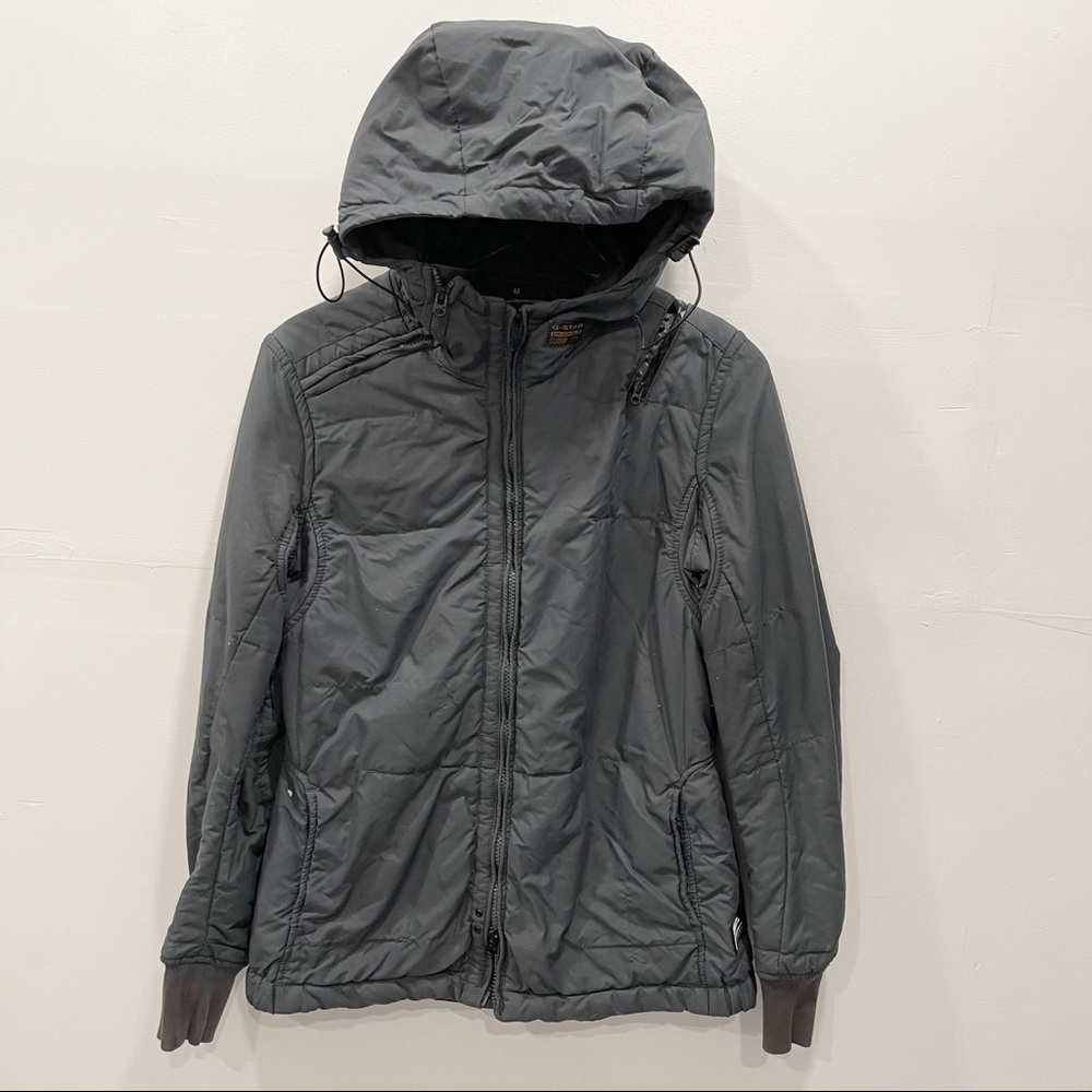 G-Star Raw Truck Quilted Hooded Overshirt Long Sleeve Jacket Medium Gray